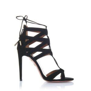 Aquazzura Beverly Hills 105 Black Suede Lace-Up Sandals